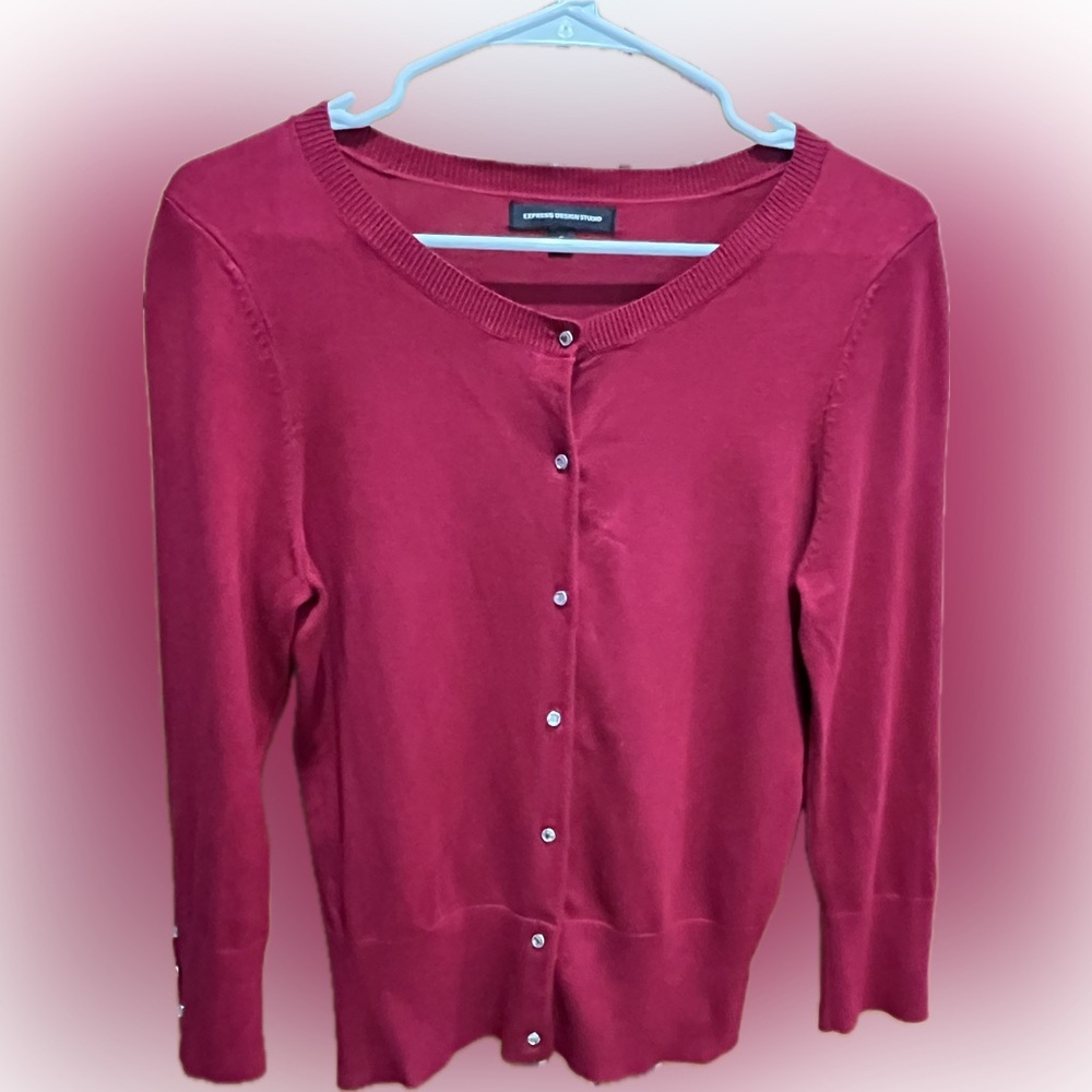 Express Design Studio S Women's Red Cardigan Sweater